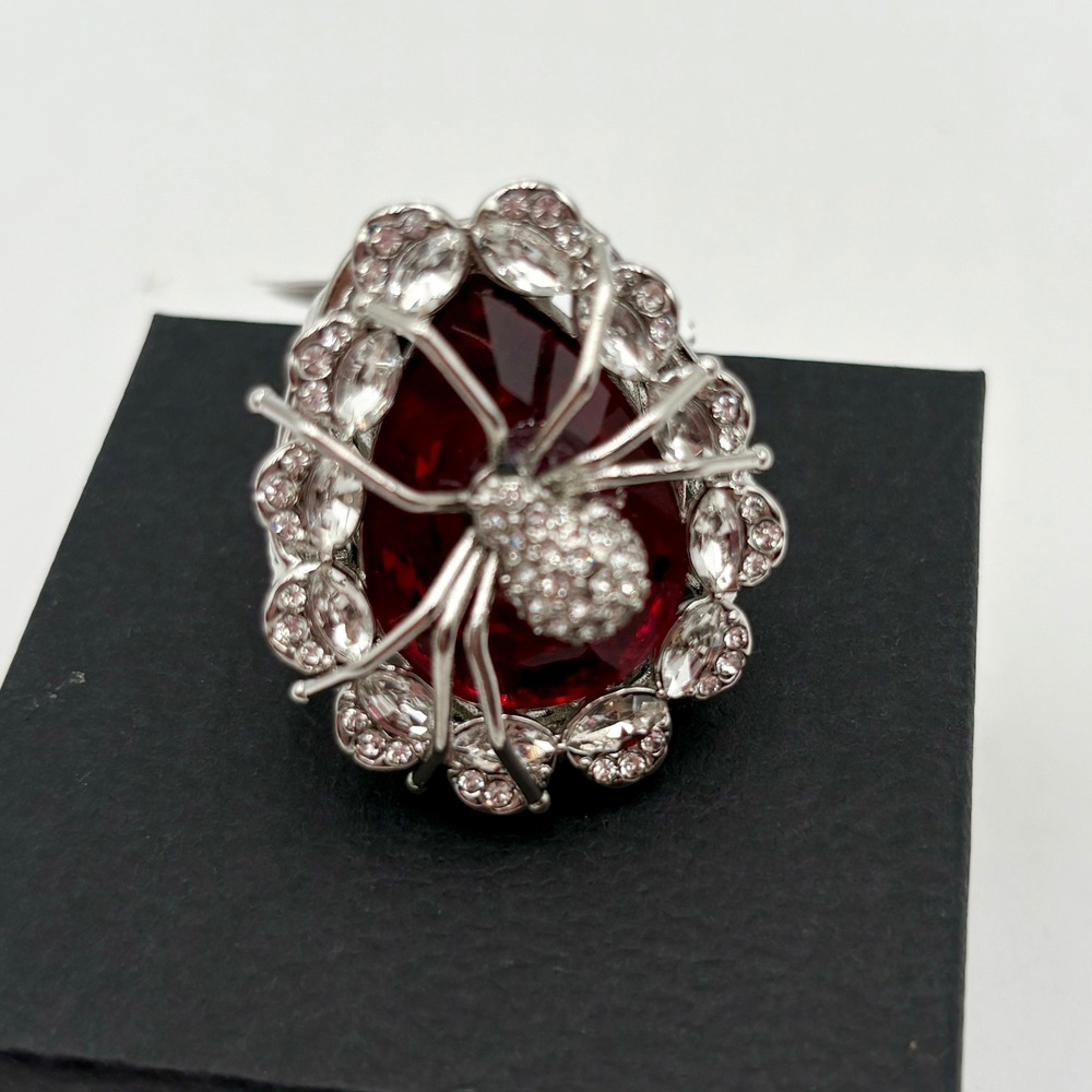 Betsey Johnson‎ Spider Ring Red Rhinestone Halloween Cocktail Costume Jewelry